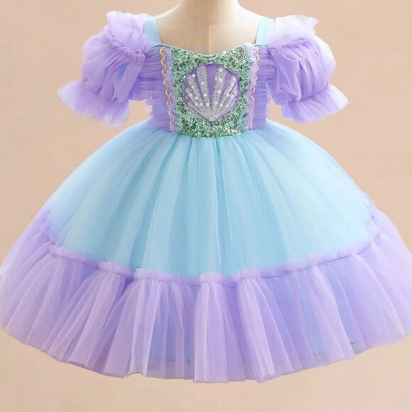 ๐งโโ๏ธ Mermaid Princess Dress + Seashell Tiara ๐งโโ๏ธ - Picture 1 of 7